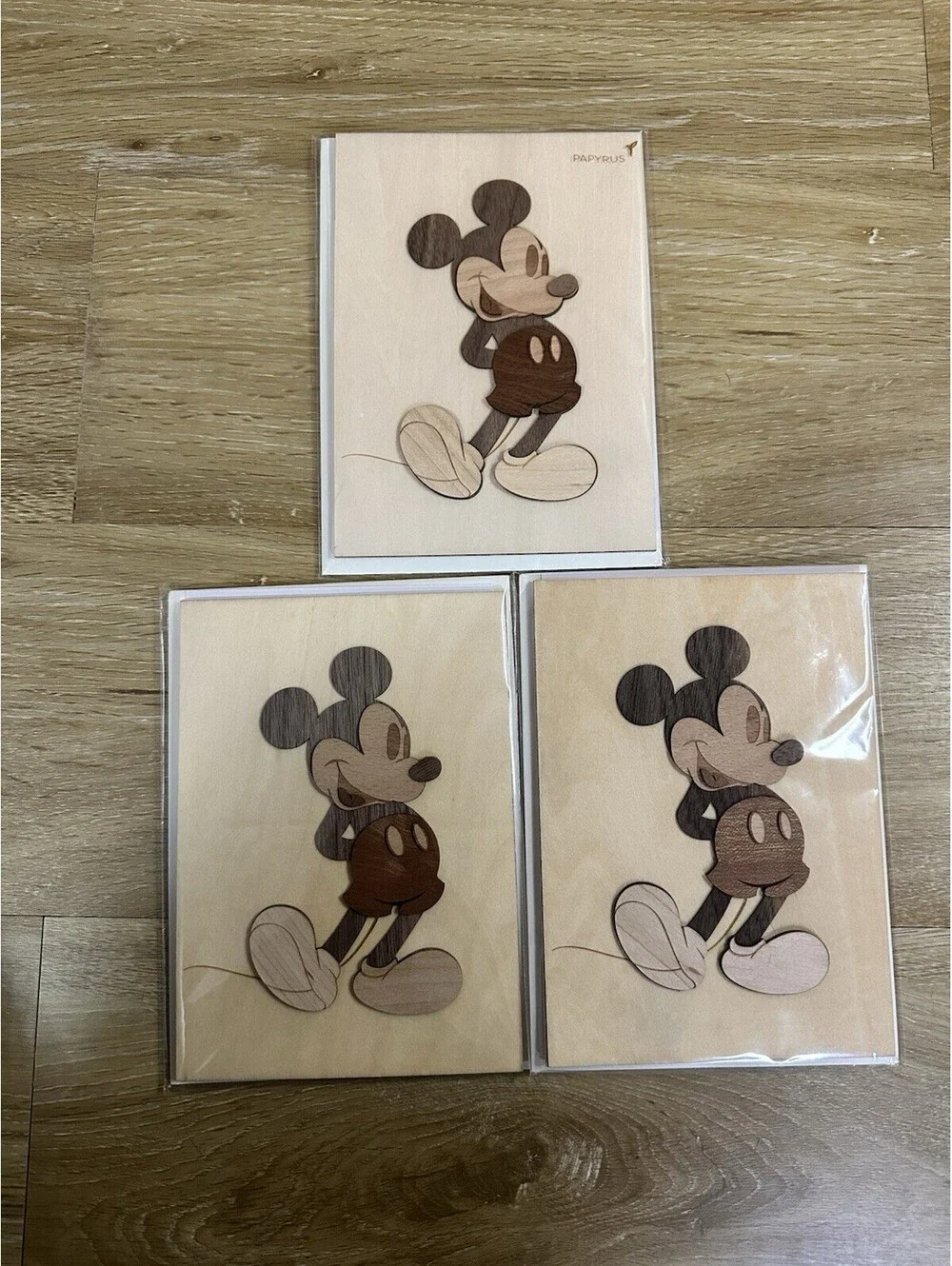 LOT OF 3 Mickey Mouse Lasercut Wood Card - PAPYRUS DISNEY Birthday Card
